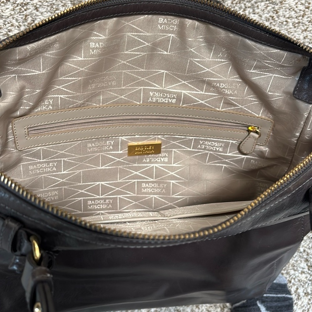 Leather Tote Bag in Dark Brown - Classic Women's Shoulder Bag - Picture 5 of 7